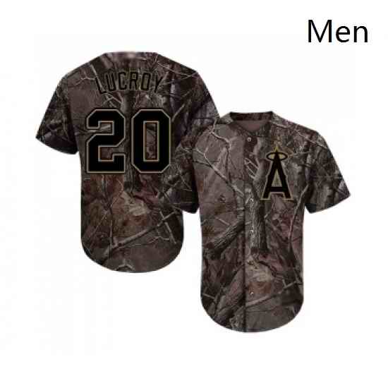 Mens Los Angeles Angels of Anaheim 20 Jonathan Lucroy Authentic Camo Realtree Collection Flex Base Baseball Jersey